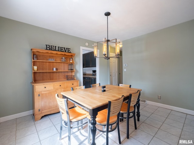 21218 E County Highway 17, Canton, IL 61520 - dining space with a chandelier and light tile patterned floors