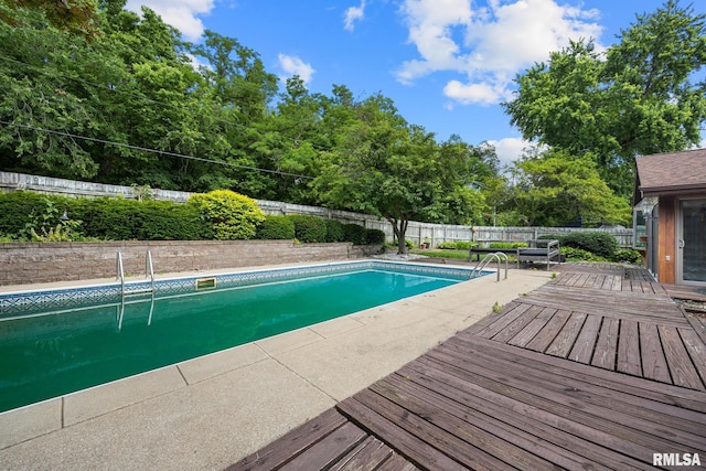 112 Iron Bark Ct, East Peoria, IL 61611 - view of pool featuring a wooden deck and a fenced backyard