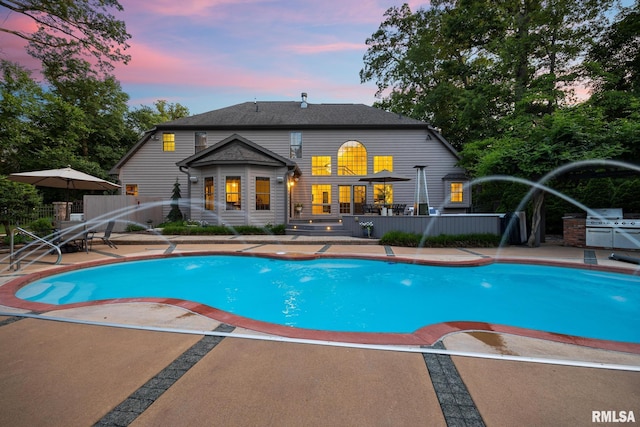 88 Waldheim Rd, Morton, IL 61550 - pool at dusk featuring a patio area