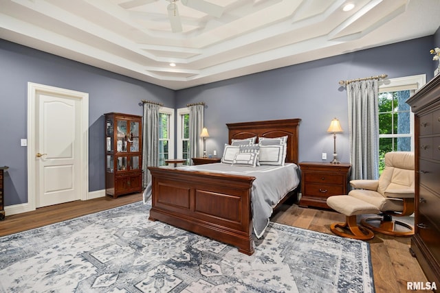 88 Waldheim Rd, Morton, IL 61550 - bedroom featuring wood finished floors, a raised ceiling, ceiling fan, and recessed lighting