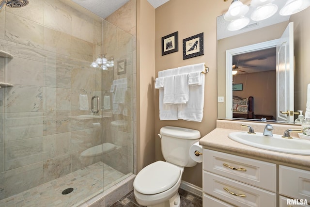 88 Waldheim Rd, Morton, IL 61550 - ensuite bathroom featuring vanity, a stall shower, and ceiling fan