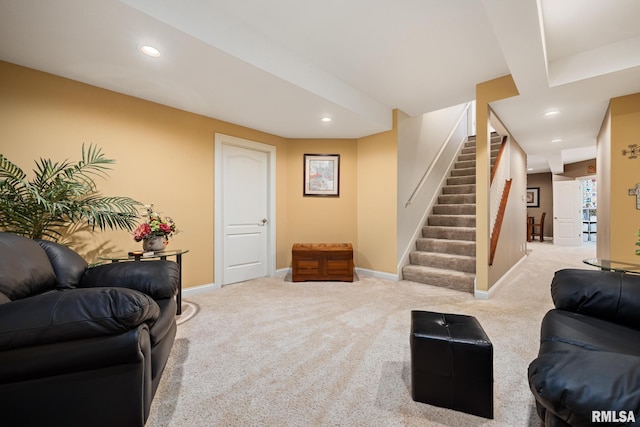 88 Waldheim Rd, Morton, IL 61550 - living area with recessed lighting, carpet floors, and stairs