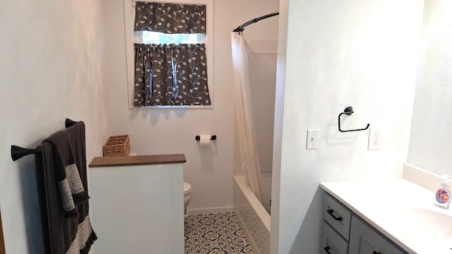 751 N 3rd St, Cuba, IL 61427 - bathroom featuring vanity, shower / bath combination with curtain, and tile patterned flooring