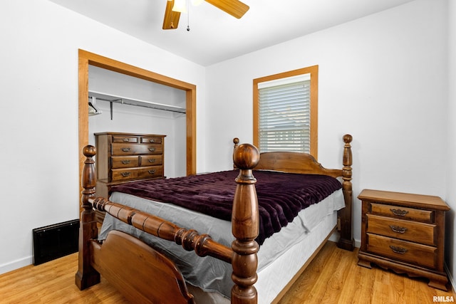 1603 Willow St, Pekin, IL 61554 - bedroom featuring wood finished floors, a closet, and ceiling fan