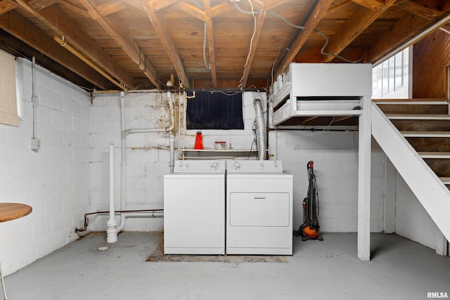 1603 Willow St, Pekin, IL 61554 - below grade area with washer and clothes dryer and stairs
