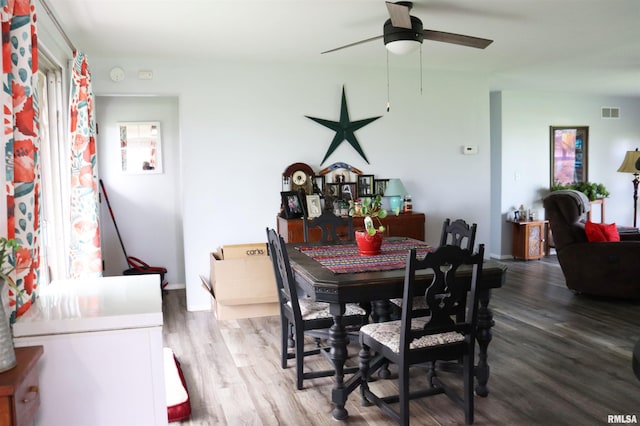 201 Willa Ln, Washington, IL 61571 - dining space featuring a ceiling fan and wood finished floors