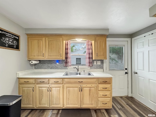 1506 S Capitol St, Pekin, IL 61554 - kitchen featuring dark wood finished floors, decorative backsplash, and light countertops