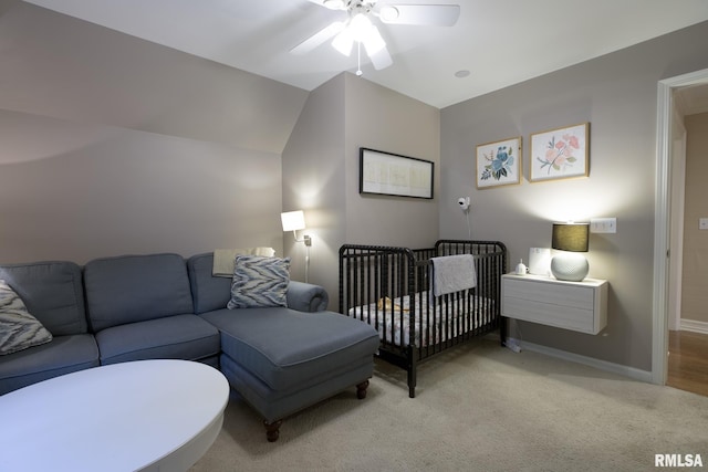 512 Hidden Ln, Peoria, IL 61614 - carpeted bedroom featuring ceiling fan and lofted ceiling