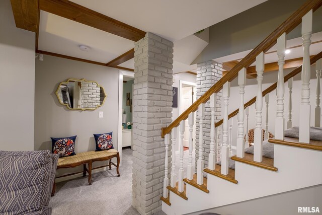 512 Hidden Ln, Peoria, IL 61614 - staircase with decorative columns and carpet