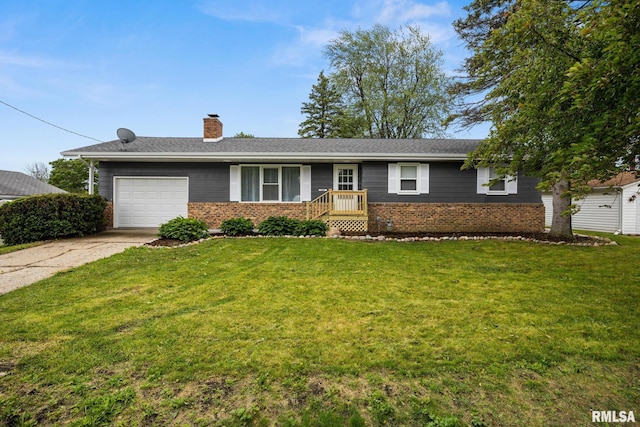 208 W Graze Ave, Dunlap, IL 61525 - single story home with an attached garage, concrete driveway, brick siding, and a front lawn
