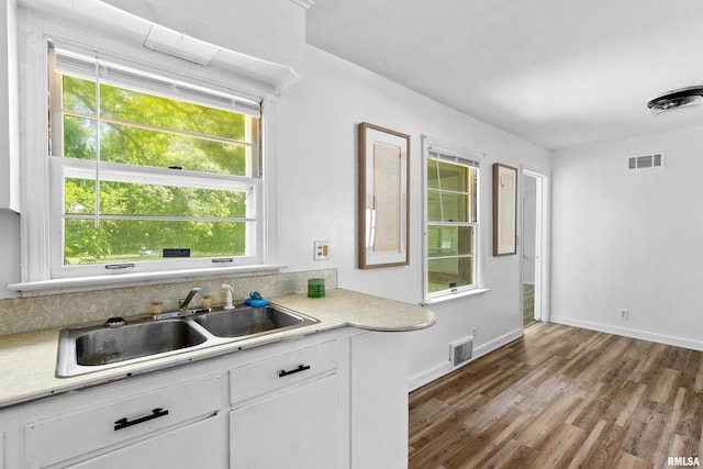 1726 N Pierson Dr, West Peoria, IL 61604 - kitchen with wood finished floors, light countertops, and white cabinets