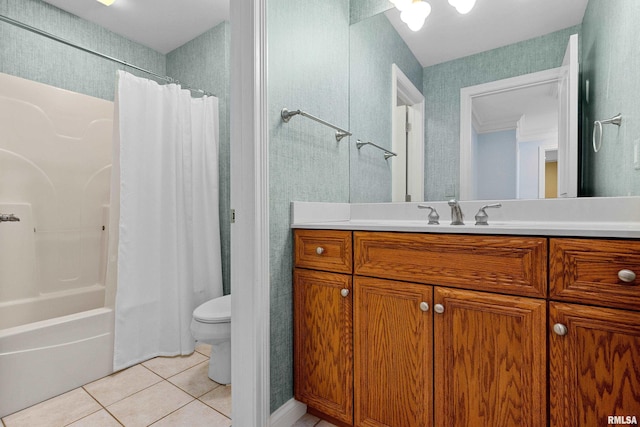4851 Sheridan Rd, Groveland, IL 61535 - full bath with tile patterned flooring, vanity, and shower / bathtub combination with curtain
