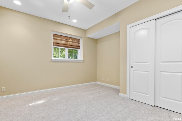 4851 Sheridan Rd, Groveland, IL 61535 - unfurnished bedroom with carpet, a closet, recessed lighting, and ceiling fan