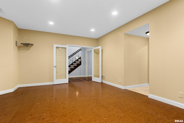 4851 Sheridan Rd, Groveland, IL 61535 - spare room featuring recessed lighting and french doors