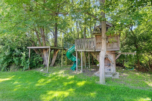 4851 Sheridan Rd, Groveland, IL 61535 - view of jungle gym with a lawn