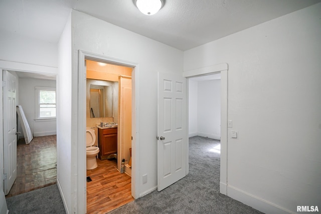2320 W Krause Ave, Peoria, IL 61605 - hall with carpet and wood finished floors