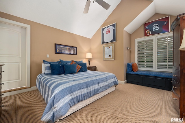 2204 W Pinnacle Dr, Dunlap, IL 61525 - bedroom with carpet floors, lofted ceiling, and ceiling fan