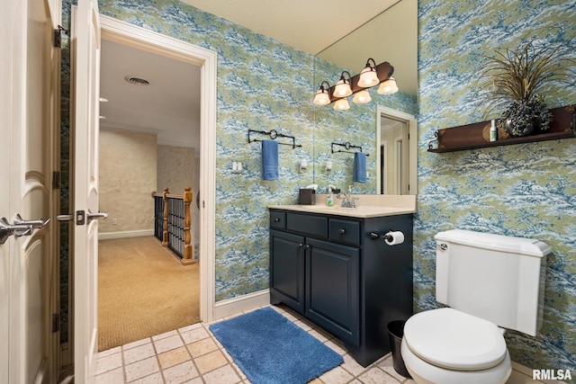 2204 W Pinnacle Dr, Dunlap, IL 61525 - bathroom featuring wallpapered walls and vanity