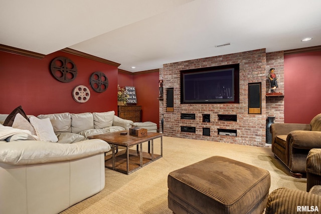 2204 W Pinnacle Dr, Dunlap, IL 61525 - carpeted living area with crown molding and recessed lighting