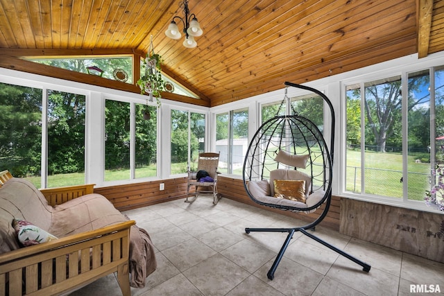 2816 N Kingston Dr, Peoria, IL 61604 - sunroom / solarium with lofted ceiling, plenty of natural light, and a chandelier
