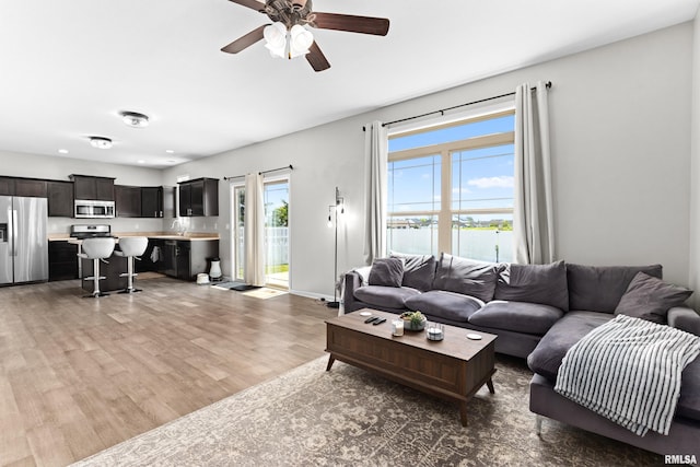 1604 Savile Ln, Washington, IL 61571 - living room featuring light wood-type flooring and ceiling fan
