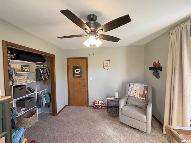 276 E Far Hills Dr, East Peoria, IL 61611 - sitting room featuring light carpet and a ceiling fan