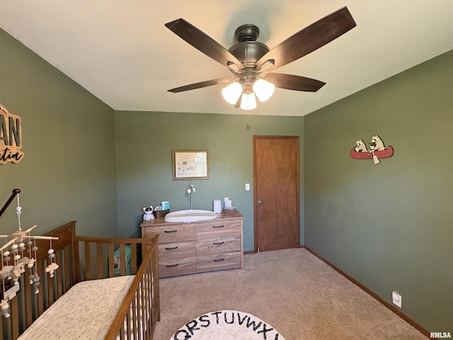 276 E Far Hills Dr, East Peoria, IL 61611 - carpeted bedroom with baseboards and ceiling fan