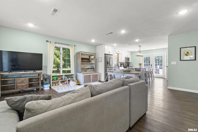 276 E Far Hills Dr, East Peoria, IL 61611 - living area with recessed lighting, healthy amount of natural light, french doors, and dark wood-type flooring