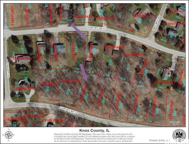 1515 Lakeview Rd N, Dahinda, IL 61428 - map of property location with property parcel outlined