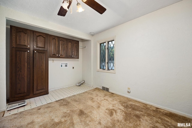 22475 N Main St, Morton, IL 61550 - laundry area featuring cabinet space, ceiling fan, hookup for an electric dryer, and hookup for a washing machine