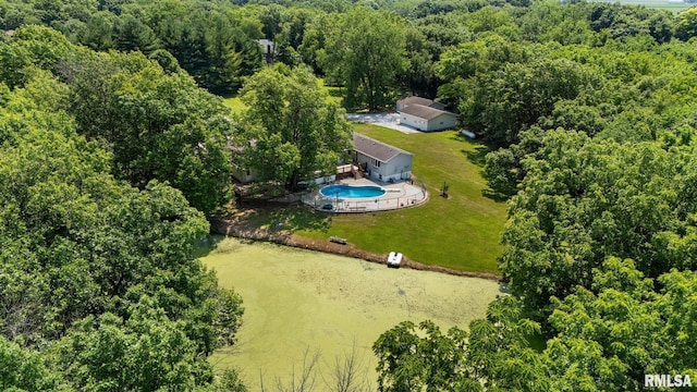 22475 N Main St, Morton, IL 61550 - aerial view of property and surrounding area with a pool area and a forest