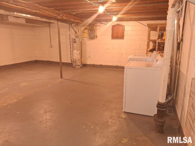 1519 S 3rd St, Pekin, IL 61554 - unfinished basement with water heater, separate washer and dryer, and electric panel