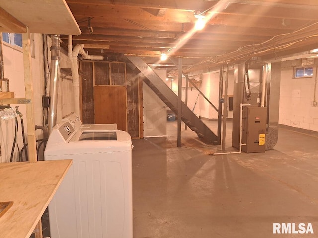 1519 S 3rd St, Pekin, IL 61554 - unfinished basement with washer and clothes dryer and heating unit