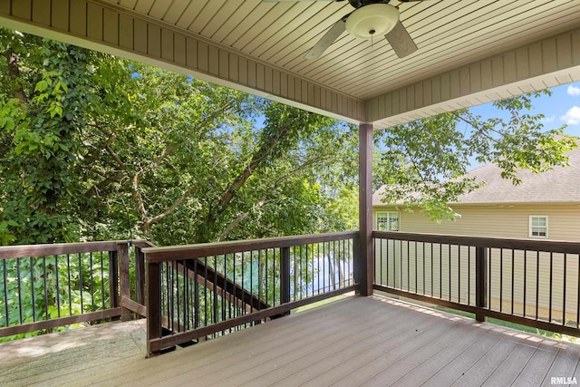 2627 W Lake Pointe Ter, Peoria, IL 61614 - wooden deck with a ceiling fan