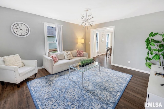 903 E Lake Ave, Peoria Heights, IL 61616 - living area featuring a chandelier and wood finished floors