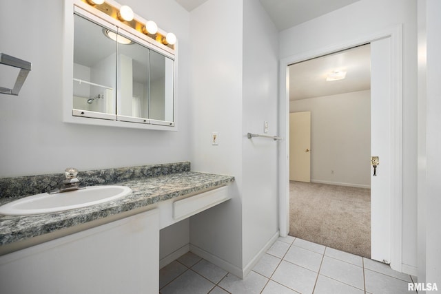 3524 W Saymore Ln, Peoria, IL 61615 - bathroom with vanity, tile patterned flooring, and a shower