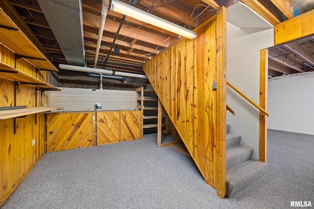 3524 W Saymore Ln, Peoria, IL 61615 - unfinished basement with carpet and stairs