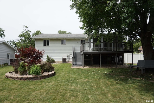 3406 W Brookside Dr, Peoria, IL 61615 - rear view of property featuring stairs and a wooden deck