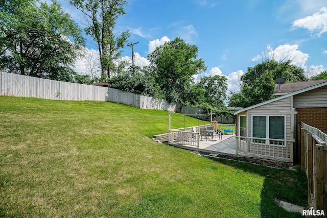 6412 N Brookwood Ln, Peoria, IL 61614 - fenced backyard featuring a deck