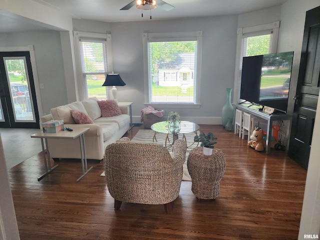 600 E Jefferson St, Washington, IL 61571 - living room with wood finished floors, a ceiling fan, and healthy amount of natural light