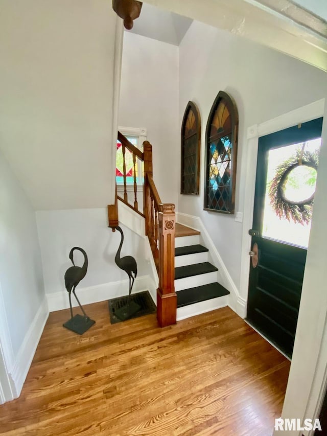 600 E Jefferson St, Washington, IL 61571 - entrance foyer featuring wood finished floors, stairs, and lofted ceiling