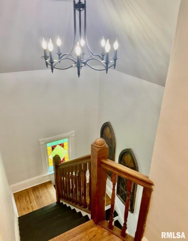 600 E Jefferson St, Washington, IL 61571 - staircase featuring a chandelier and wood finished floors