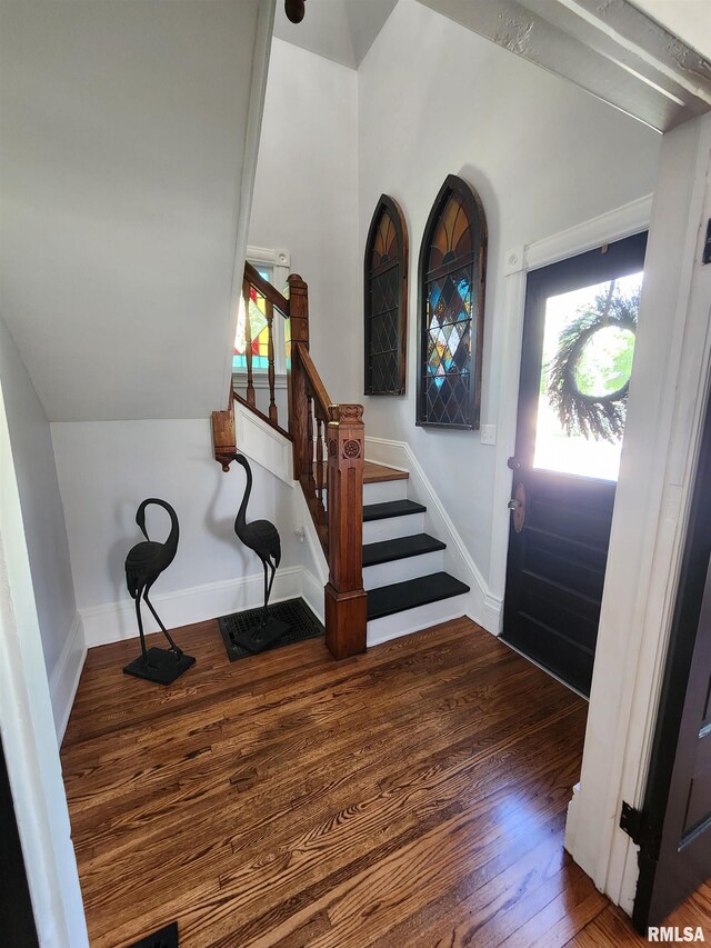 600 E Jefferson St, Washington, IL 61571 - entrance foyer featuring wood finished floors, stairs, and lofted ceiling