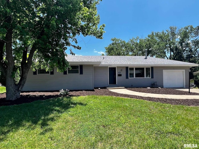 4914 N Bevalon Pl, Peoria, IL 61614 - ranch-style house featuring a garage and a front lawn