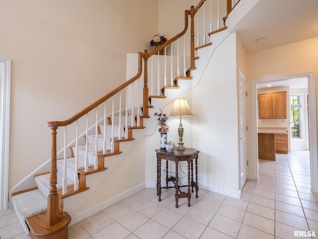 919 W Brookforest Dr, Peoria, IL 61615 - stairway with tile patterned flooring