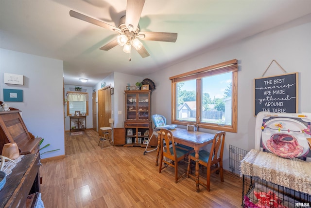 611 E Ash St, Canton, IL 61520 - dining space with ceiling fan and light wood-style floors