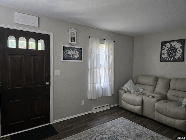 270 Thompson Ct, Canton, IL 61520 - living area with plenty of natural light, dark wood-type flooring, and a textured ceiling