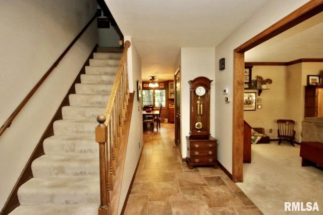 1402 W Grandridge Dr, Dunlap, IL 61525 - staircase featuring stone finish floors