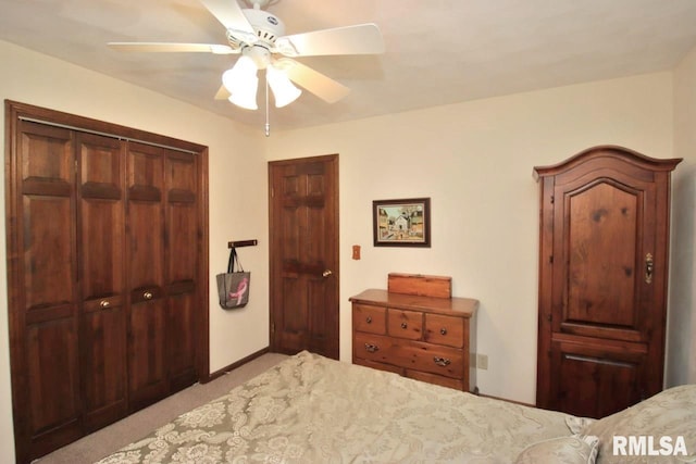 1402 W Grandridge Dr, Dunlap, IL 61525 - bedroom with carpet, a closet, and ceiling fan