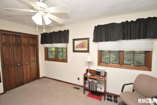 1402 W Grandridge Dr, Dunlap, IL 61525 - sitting room with carpet floors and ceiling fan